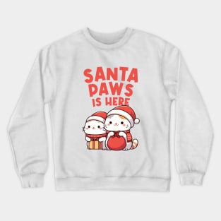 Santa Paws is Here Santa Kitty Crewneck Sweatshirt